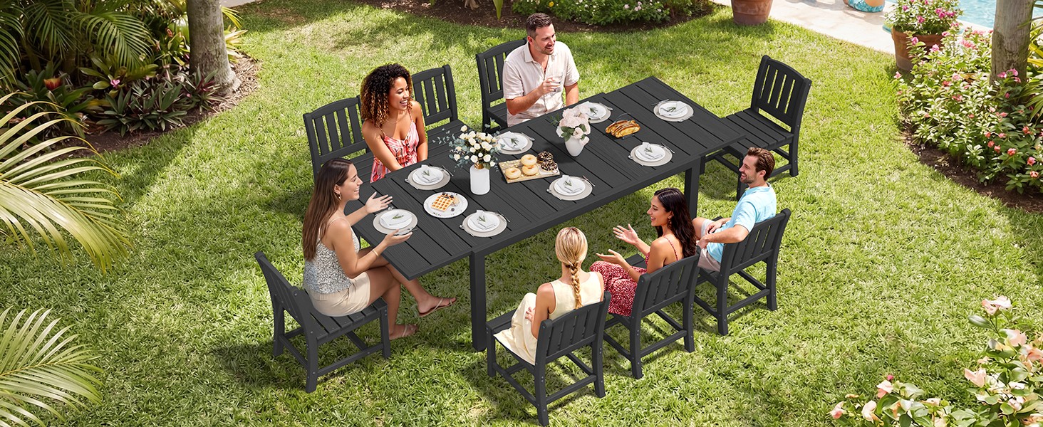 Outdoor Dining Chairs Set of 2, All-Weather HDPE Patio Armless Chairs Suitable