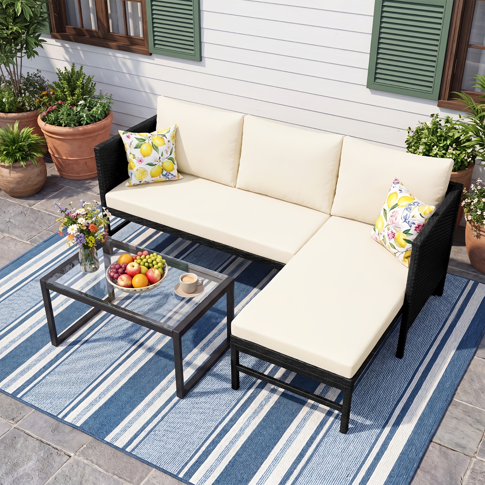 L Shaped Outdoor Couch Set