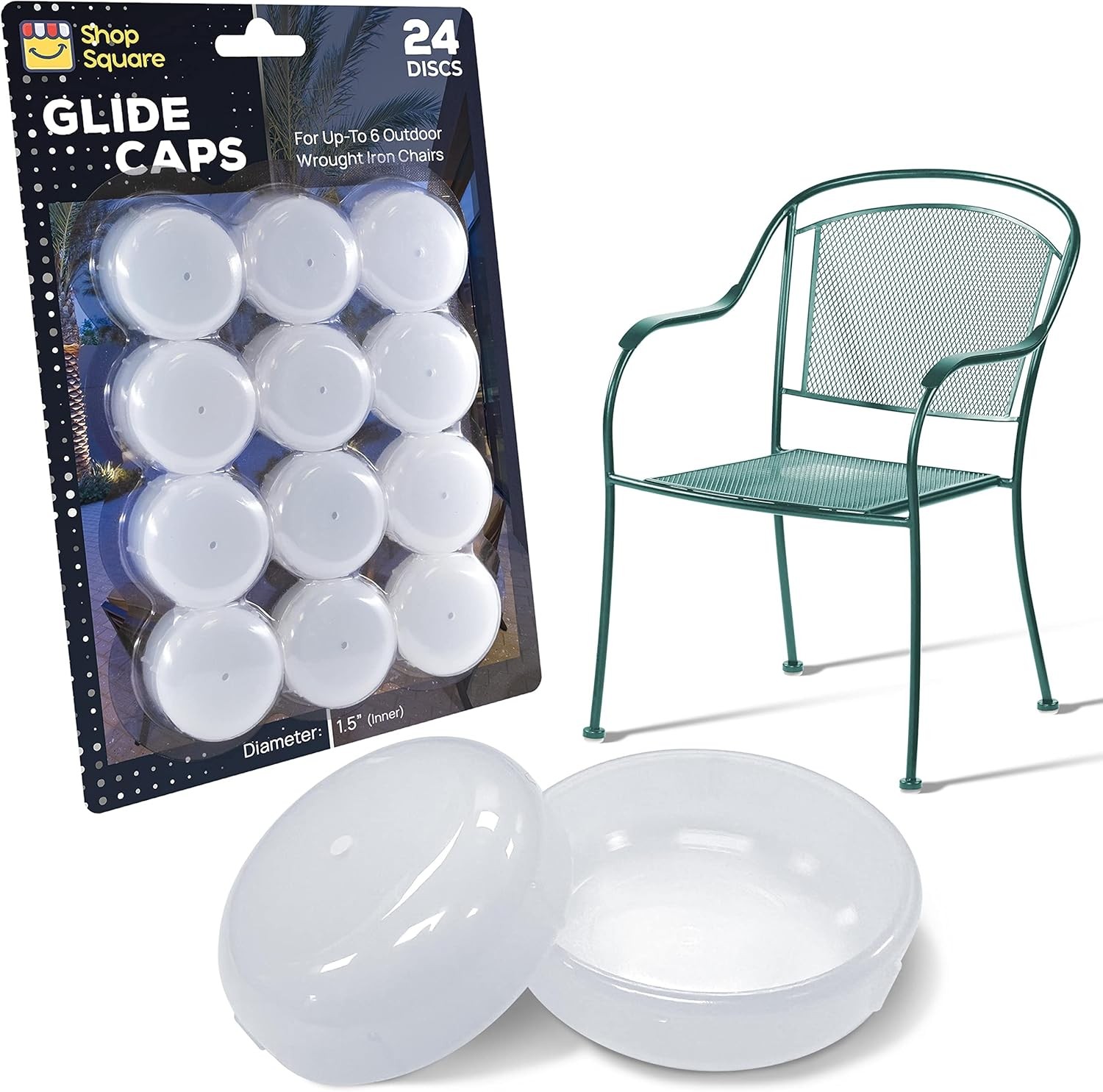 Wrought Iron Patio Furniture Feet Caps 24 Pack White 1.5″ Round Plastic Outdoor