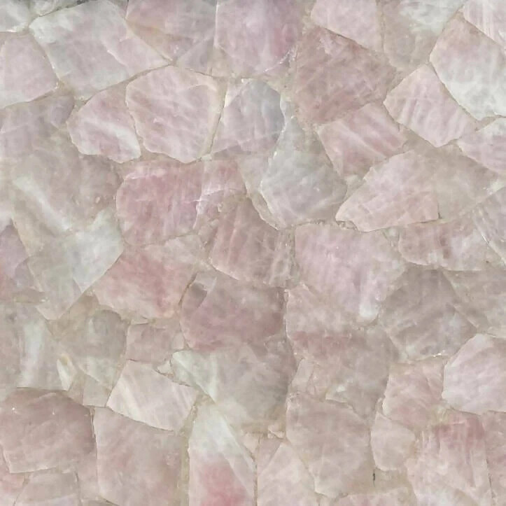 Elegant Rose Quartz Round Coffee Table – Handmade Gemstone Center Table