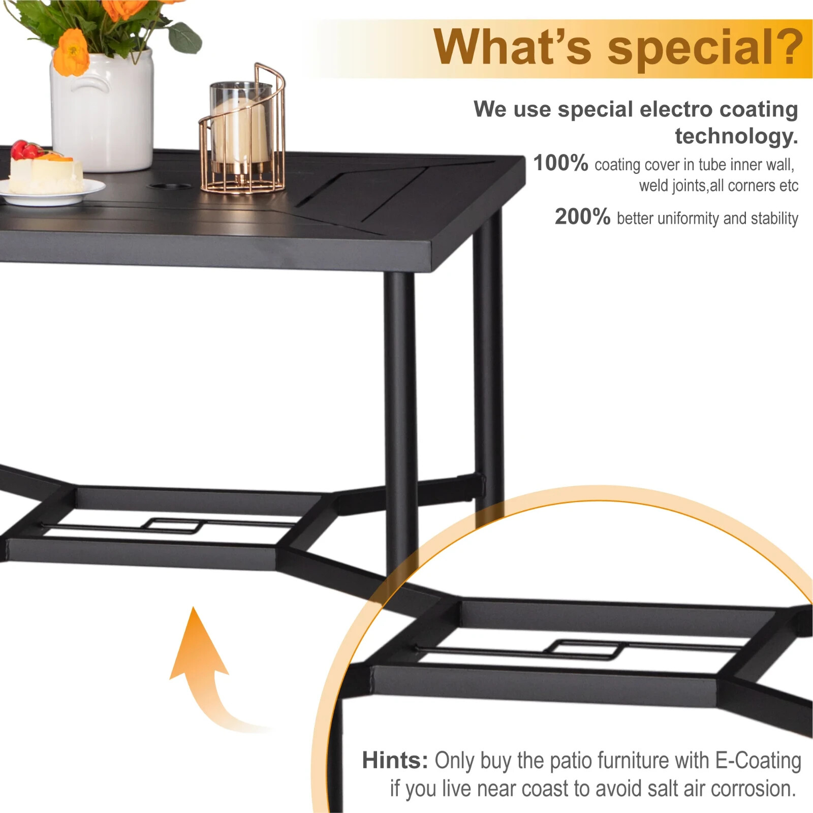 5 Piece Bar Height Patio Dining Set Outdoor Table Chair For Garden Heavy Duty
