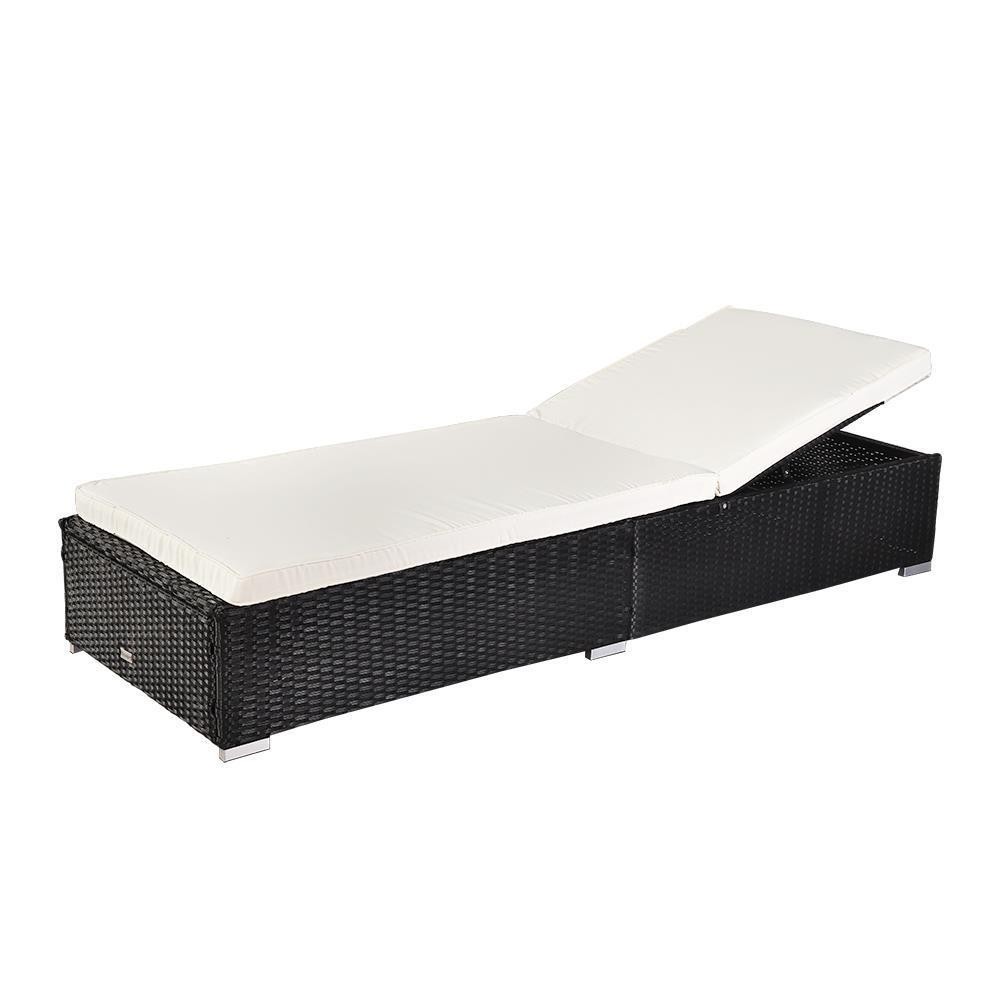 Outdoor Wicker Rattan Sunloungers Recliner Sun Bed Lounger Pool Garden US