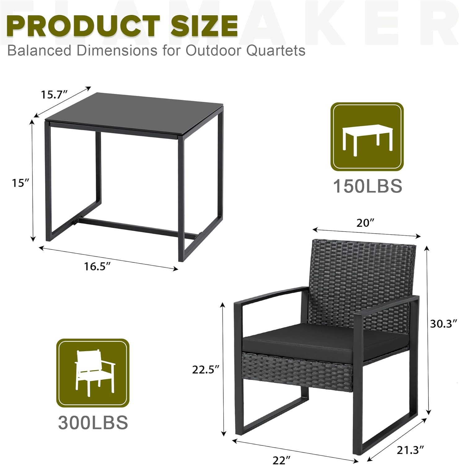3 Pieces Outdoor Patio Wicker Furniture Set, Modern Rattan Chair Conversation Se