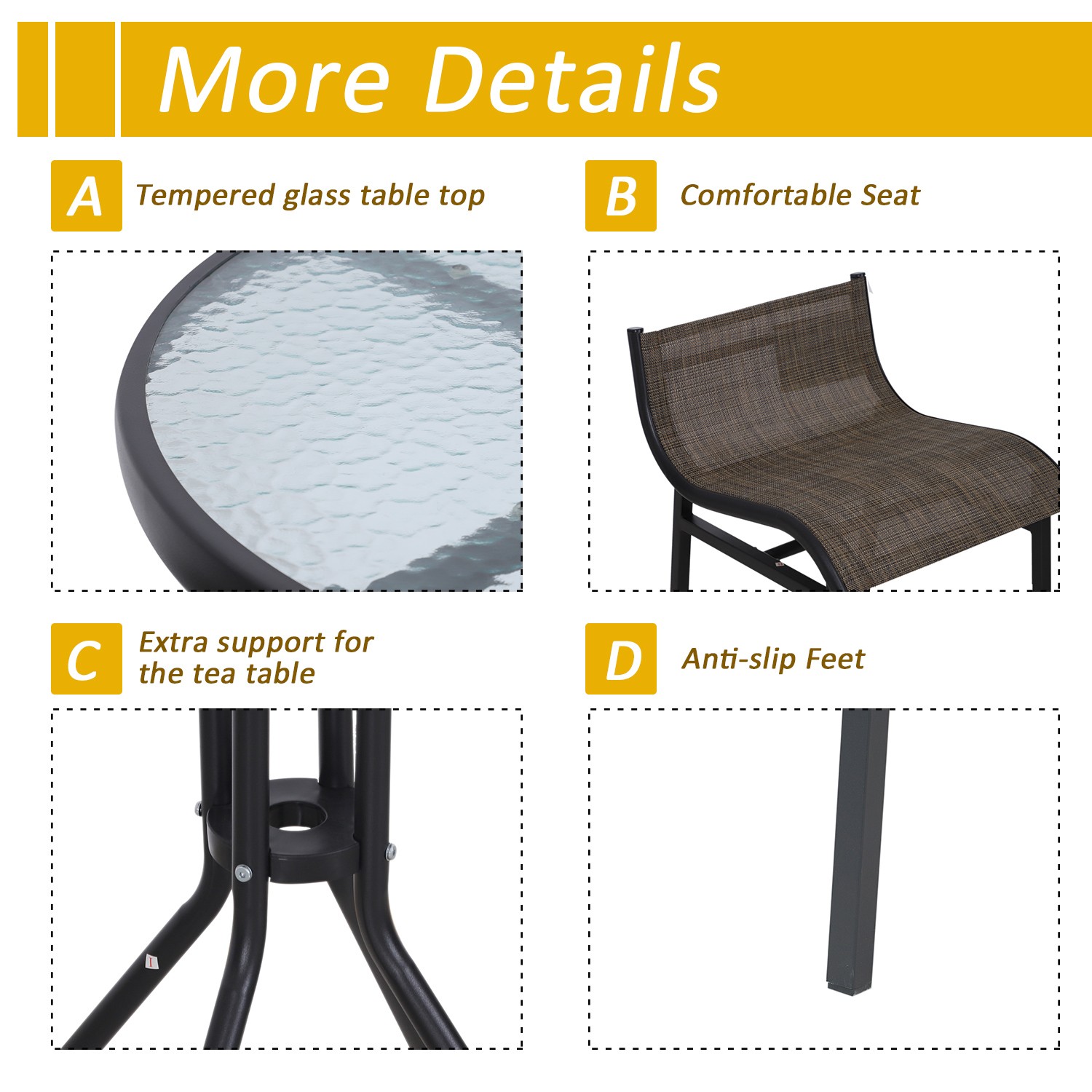 3pc Outdoor Patio Bar Table Chairs Bistro Set Garden Pool Backyard Furniture