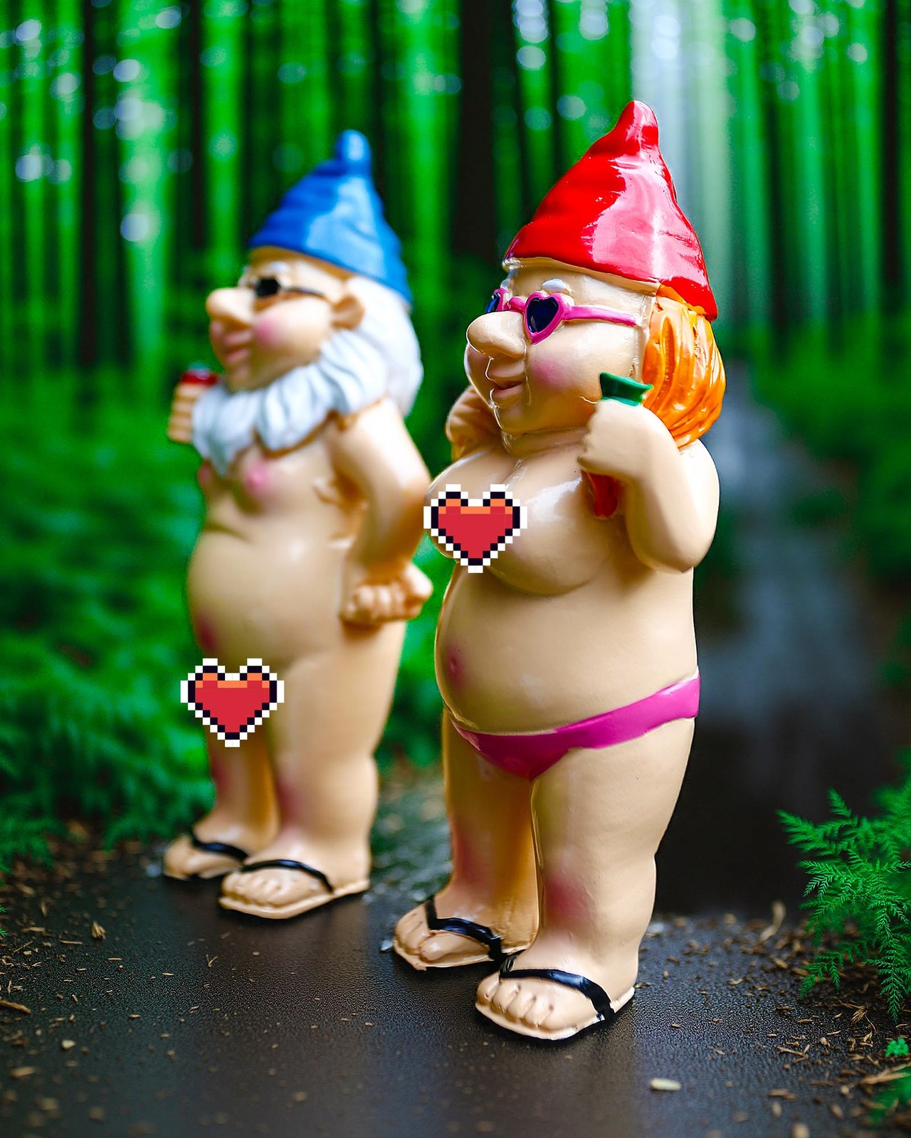 Leverse 2 PCS Garden Gnomes, 4.7 Inch Outdoor Statues, Funny inches, Red