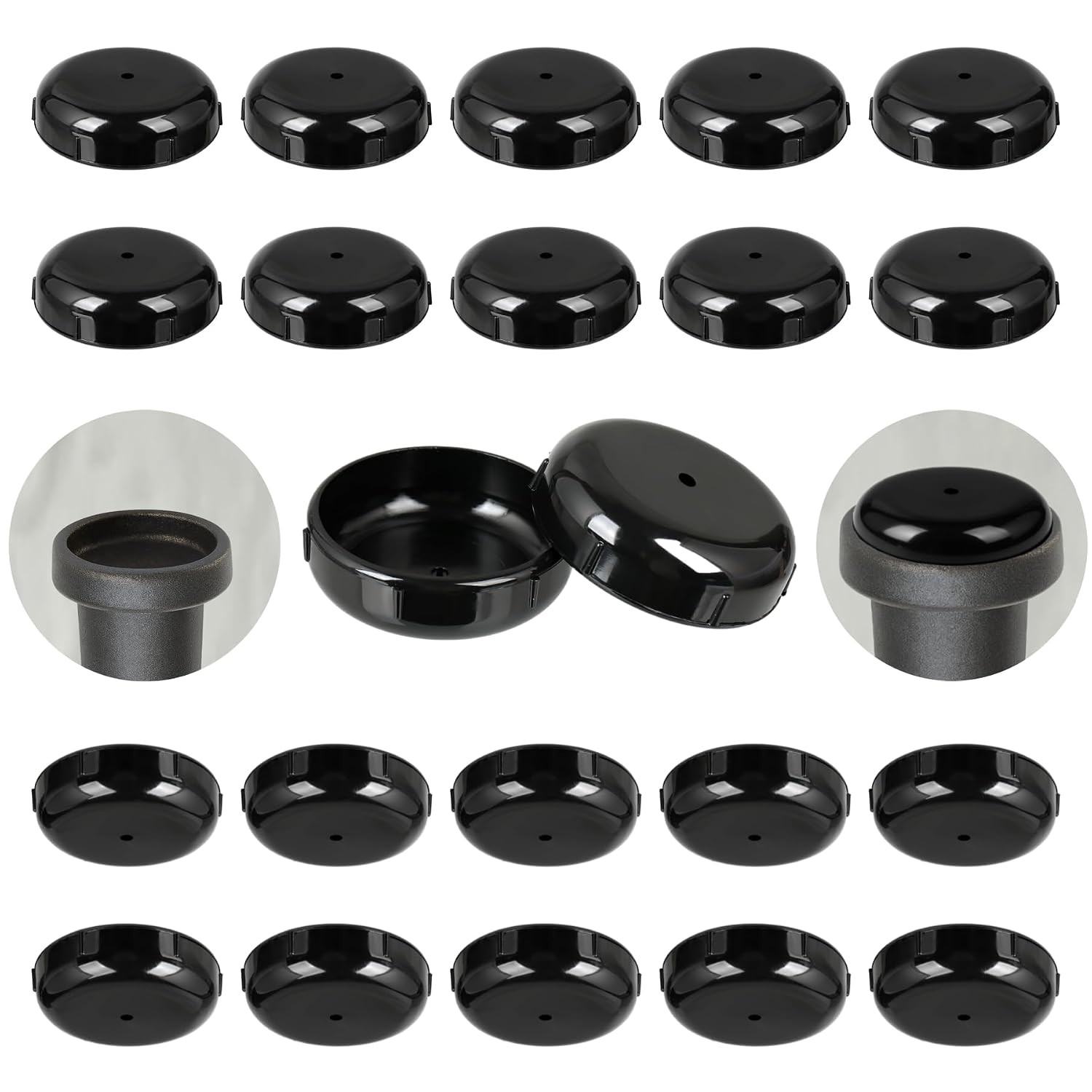 Wrought Iron Patio Furniture Feet Caps 1-1/2″ Round Plastic Outdoor Feet Covers