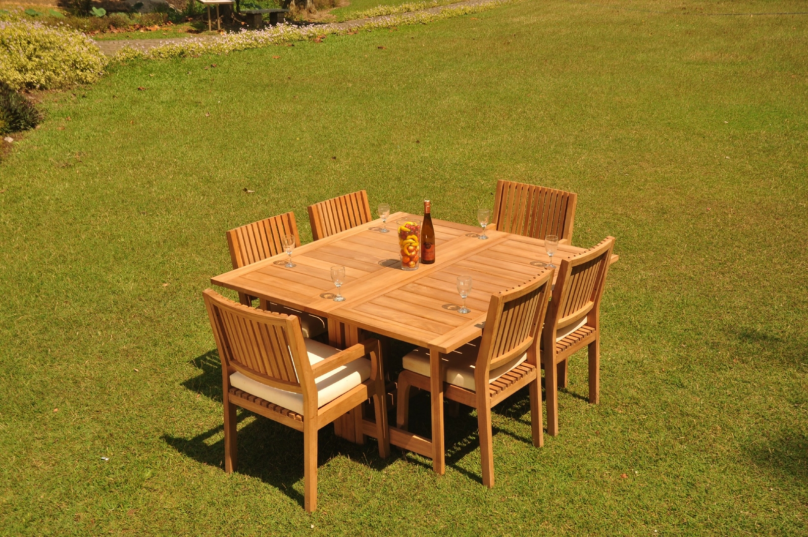 DSML A-Grade Teak 7pc Dining Set 60″ Square Rectangle Butterfly Table Chair