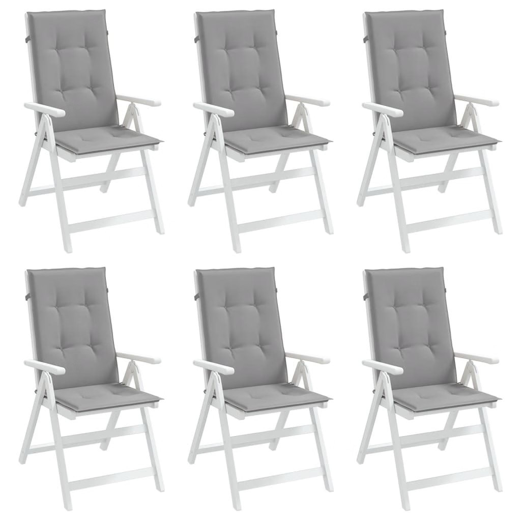 Garden Highback Chair Cushions 6 pcs Gray 47.2″x19.7″x1.2″ Fabric