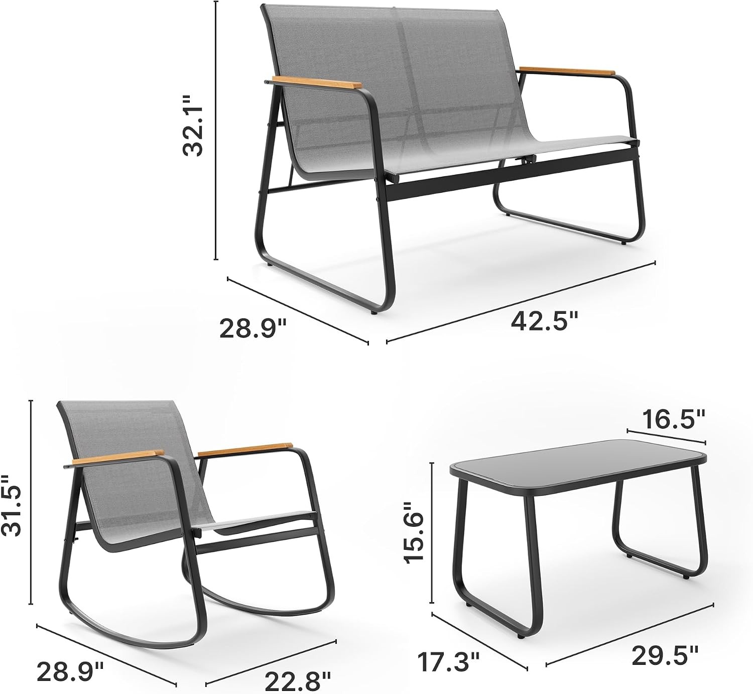 4-Piece Outdoor Patio Furniture Set, All Weather-Resistant Textile Fabric