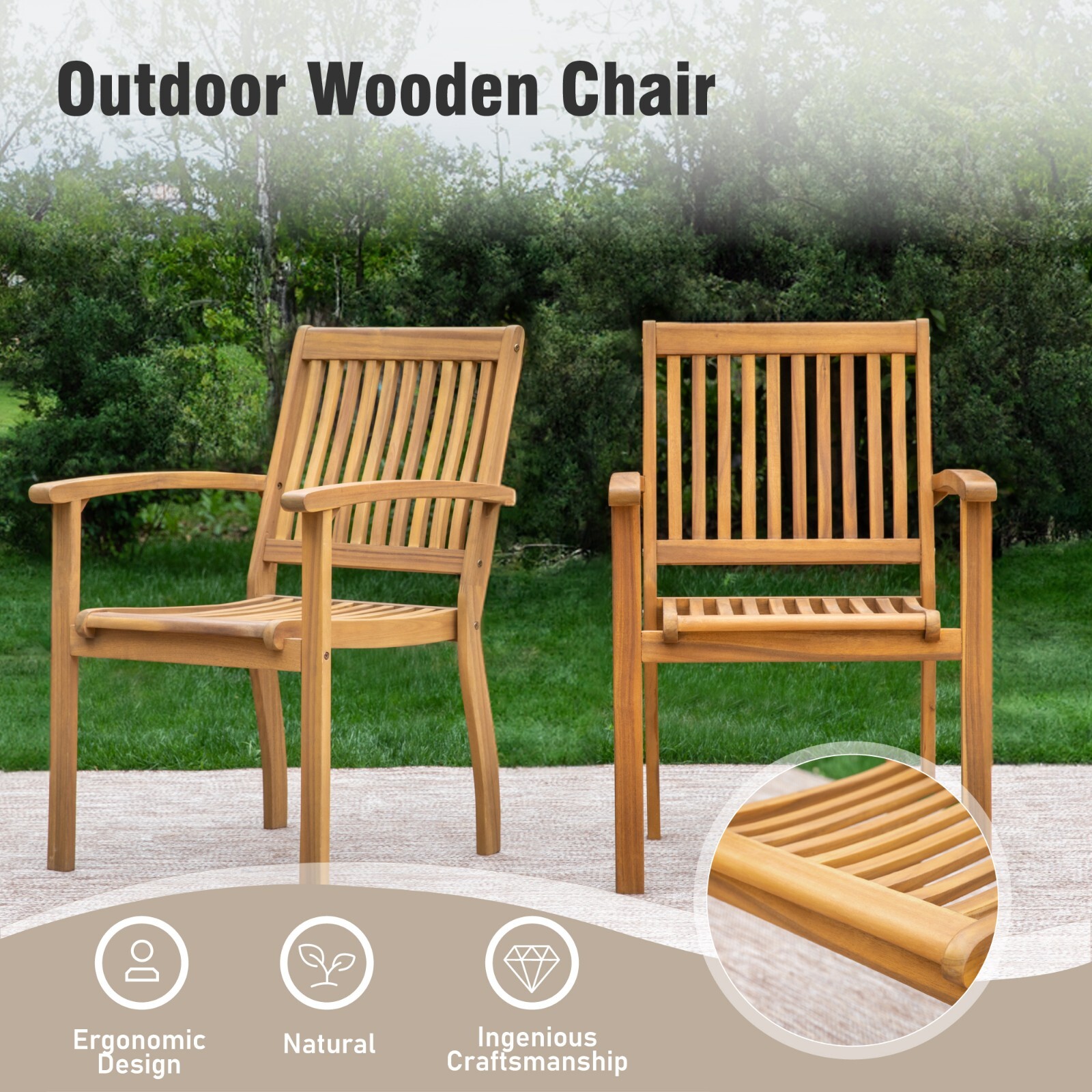 9Piece Patio Furnitre Set Acacia Wood Outdoor Dining Table Chairs Set Expandable
