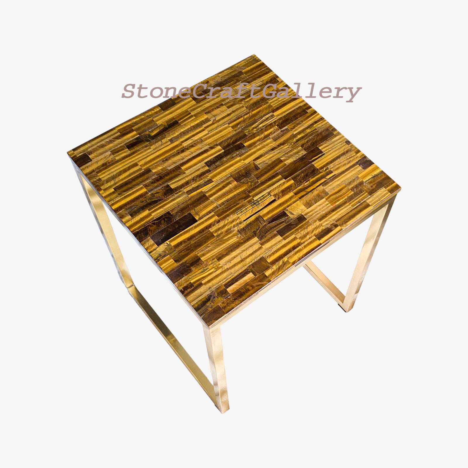 18″ Tiger eye Marble Table Top natural Stones Handmade Table