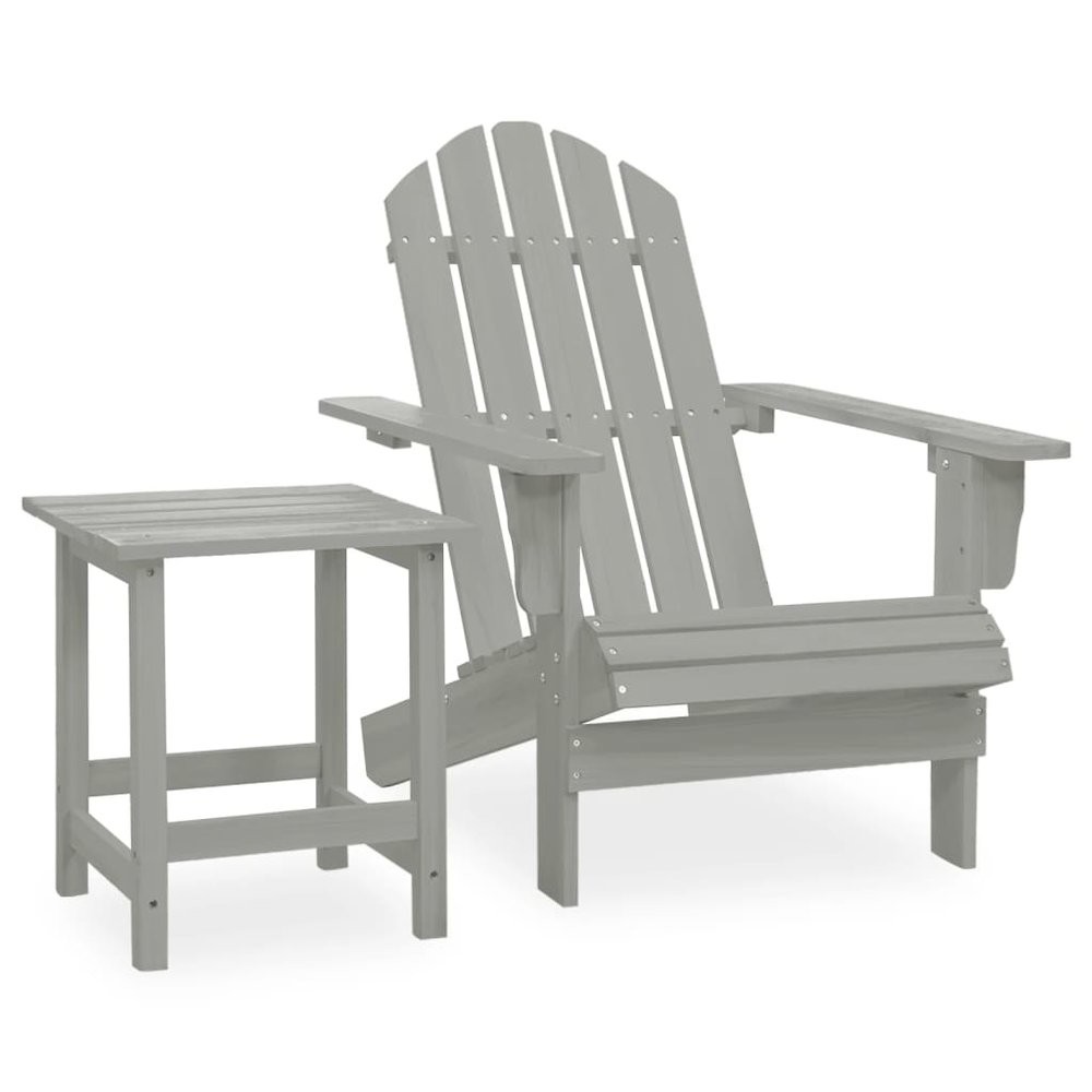 Garden Chair Grey Solid fir wood Large Ergonomic Garden Chair