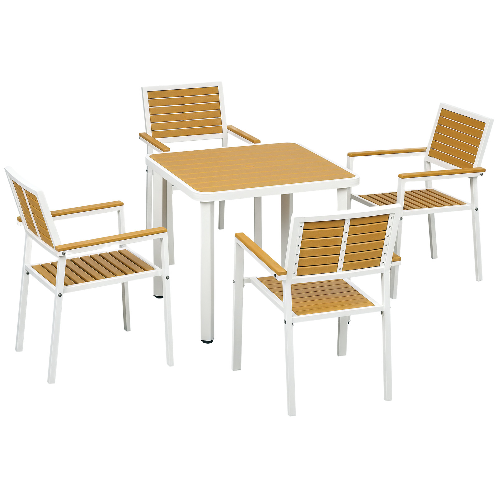 5 Pieces Outdoor Table and Chairs w/ Stackable Chairs, Yellow