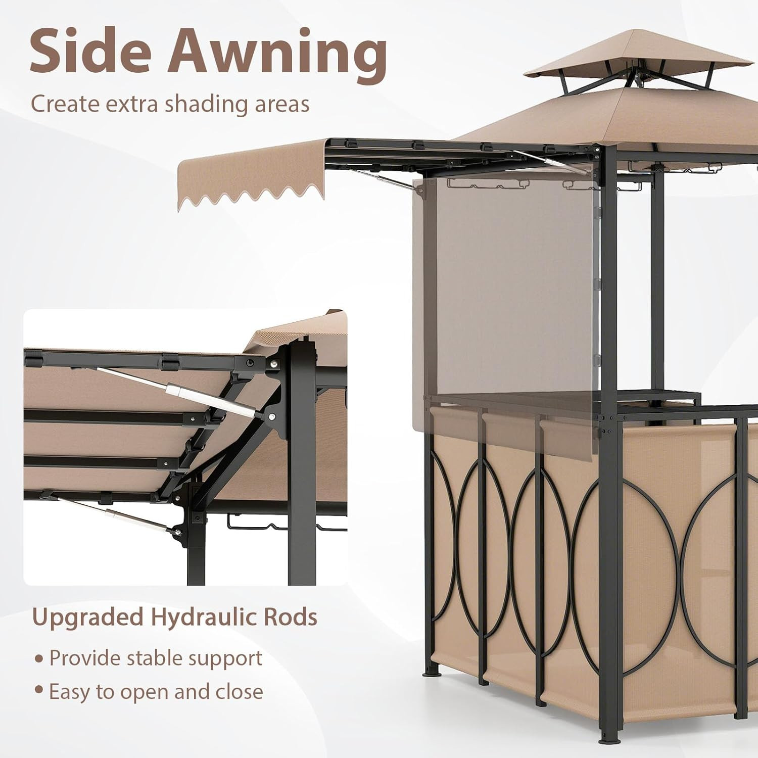 Chic 3-Piece Coffee Patio Bar Set with Gazebo & Foldable Stools