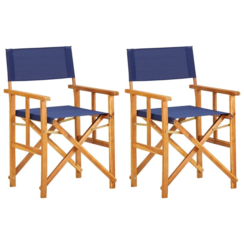 Director’s Chairs 2 pcs Solid Acacia Wood Blue