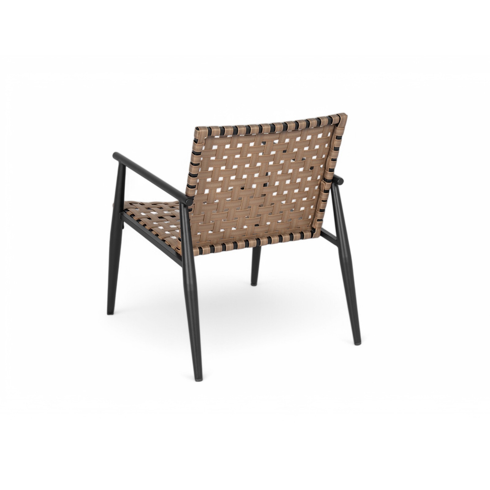 Modern Outdoor Chat Set: 2 PE Rattan Chairs + Black Steel & Glass Side Table