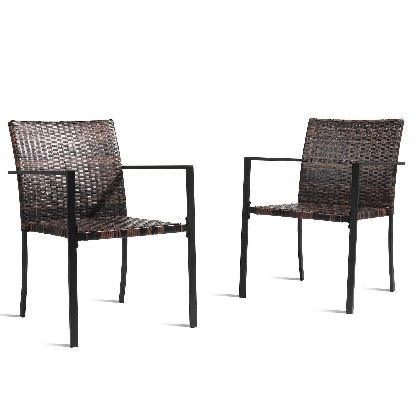 Set of 2 Stackable Outdoor Wicker Patio Dining Chairs AllWeatherFirepit Armchair