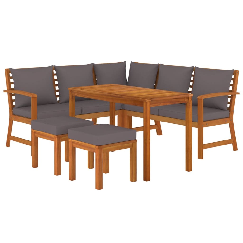 Patio Dining Set Outdoor Furniture with Cushions Solid Wood Acacia vidaXL
