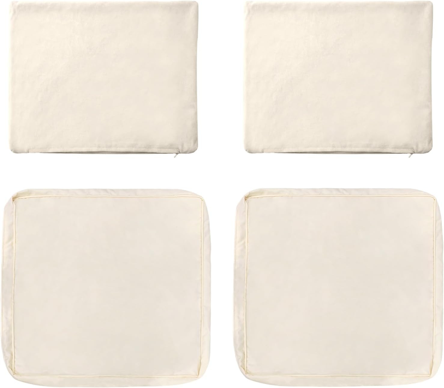 4 Piece Patio Seat & Back Cushion Covers Replacement, Beige | Water-Resistant Fa