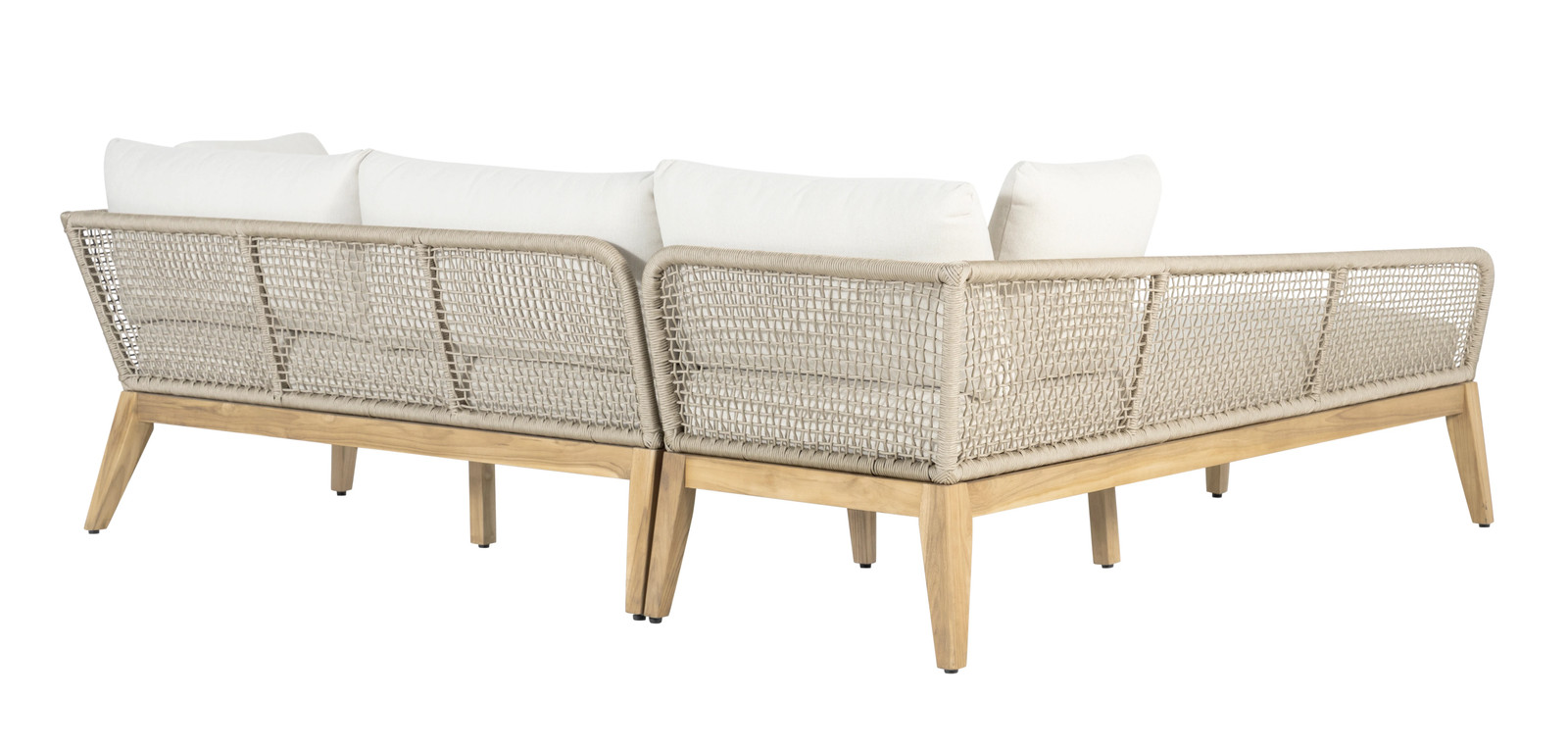 Cypress Teak Wood 2-piece Left Arm Chaise Outdoor Sectional – Beige Chaise