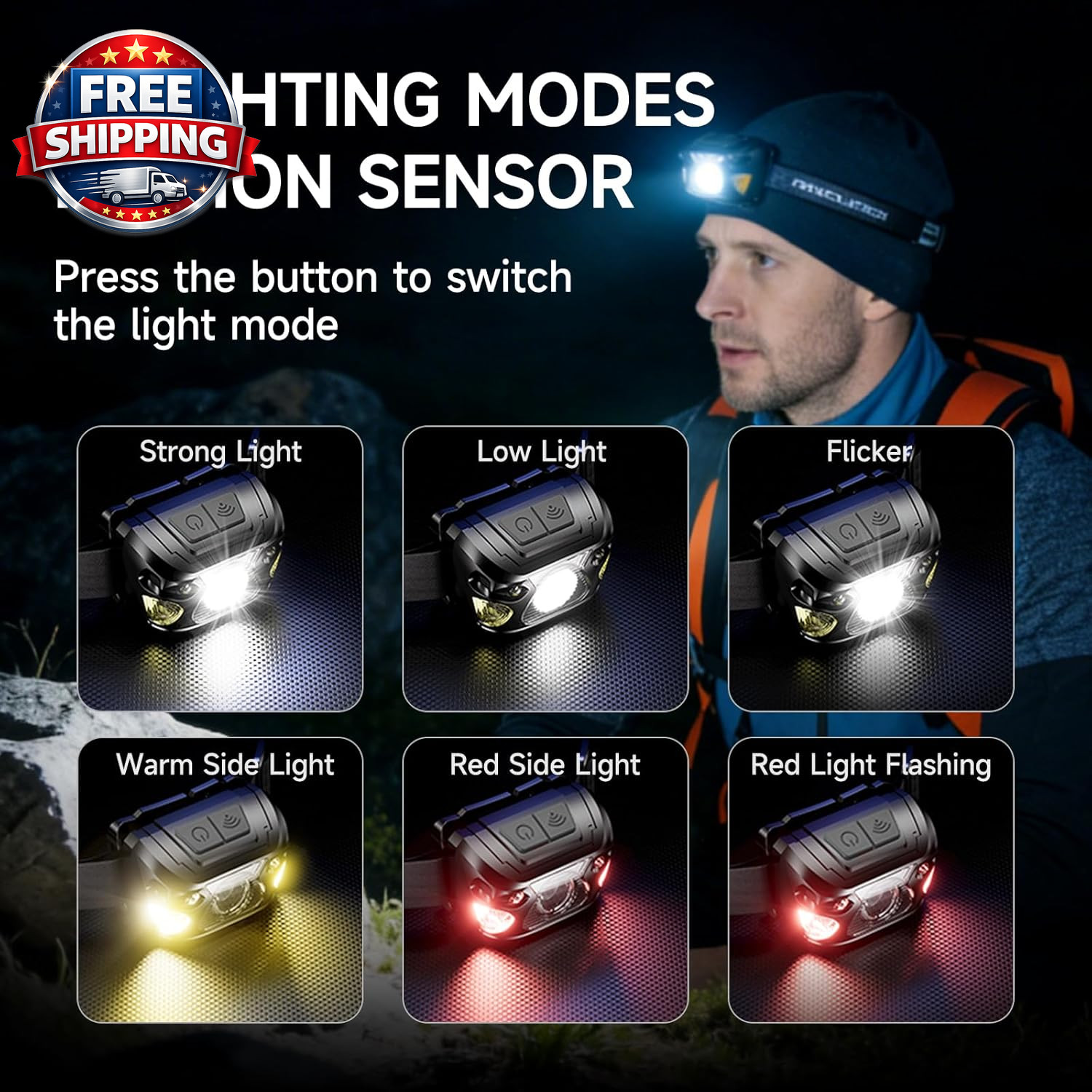 2 Sets High-End Comfortable Camping & Work Headlamp, Long Endurance Lighting 12
