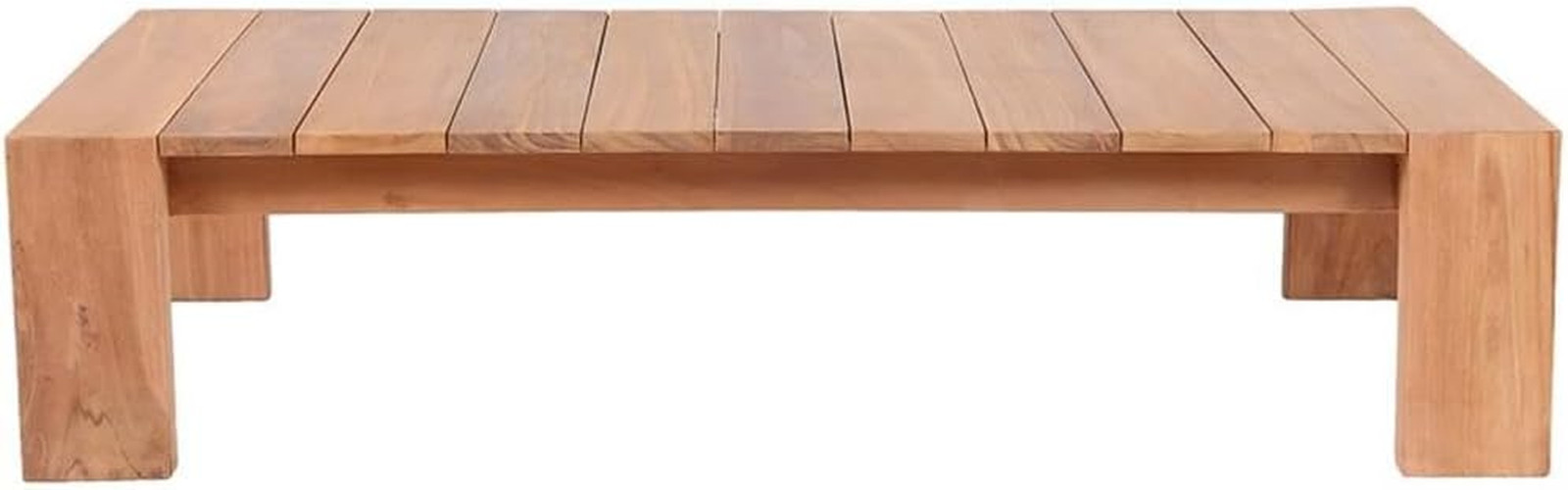 Tulum Modern Outdoor Teak Coffee Table – 52″ W, Natural Finish