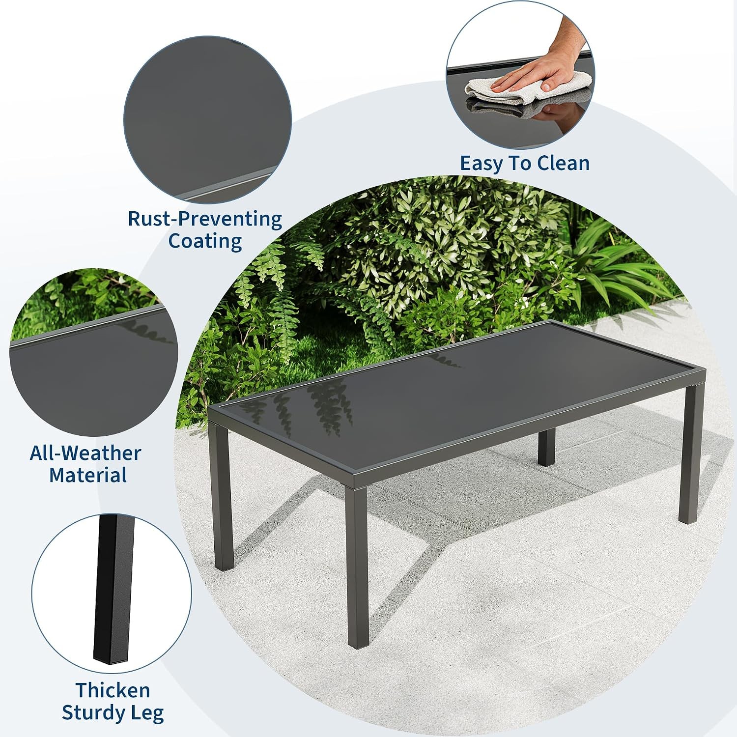 4 Piece Patio Conversation Set Loveseat 2 Chairs Coffee Table Textilene Seats