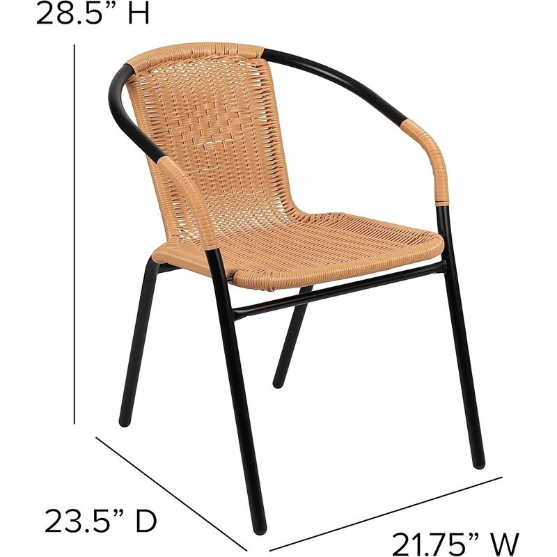 Contemporary Rattan Stacking Chairs Dining Room Bistro Patio Indoor Outdoor New