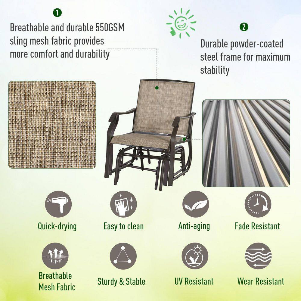 3-Piece Patio Bistro Set, Outdoor Sling Chairs with Tempered Glass Table, Weathe