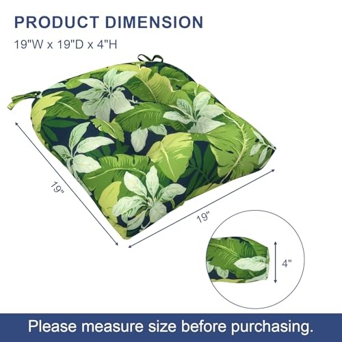 Outdoor Patio Wicker Chair Cushions Pack of 19x19x4(Round Back) Jungle Leaves