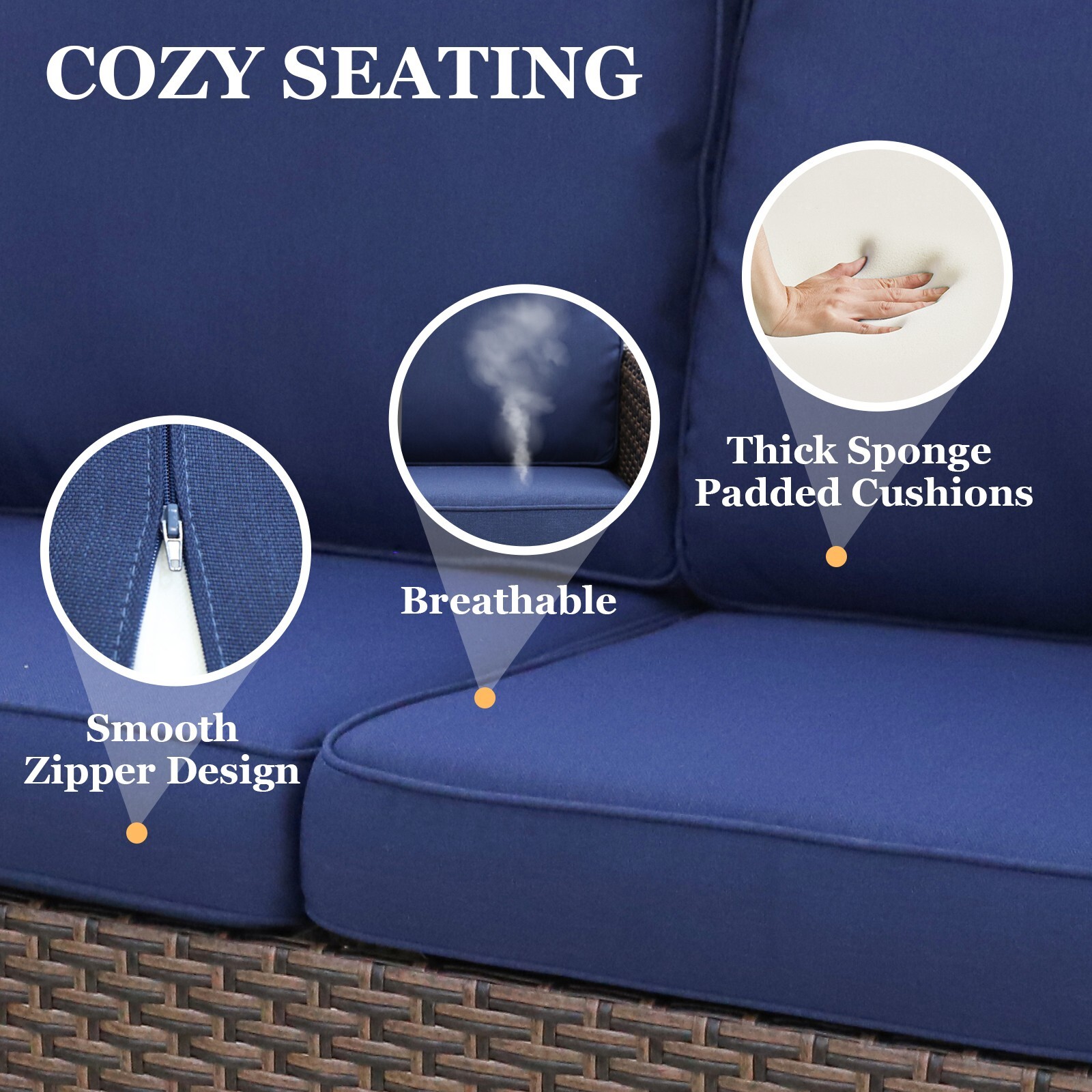 EAGLE PEAK Ocean Vista Outdoor Wicker Loveseat Sofa with 2 Ottomans