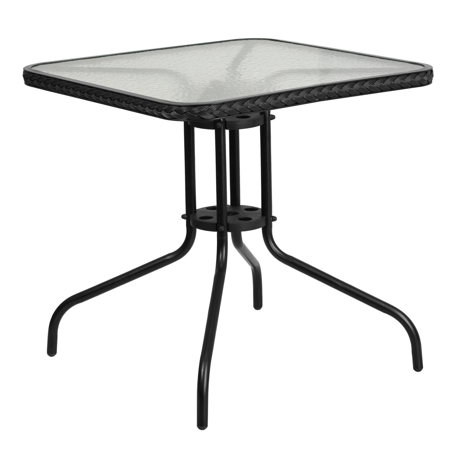 5-Piece Square Indoor/Outdoor Patio Table And Rattan Chairs Set – 28 W X 28 D X