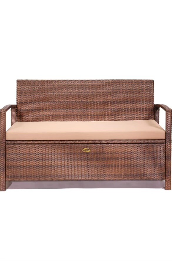 Barton Deck Box w/Seat Cushion Outdoor Patio Storage Bench Shed Cabinet