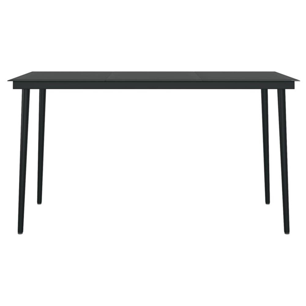 Bowery Hill Powder-Coated Steel 5 Piece Set Garden Dining Set in Black