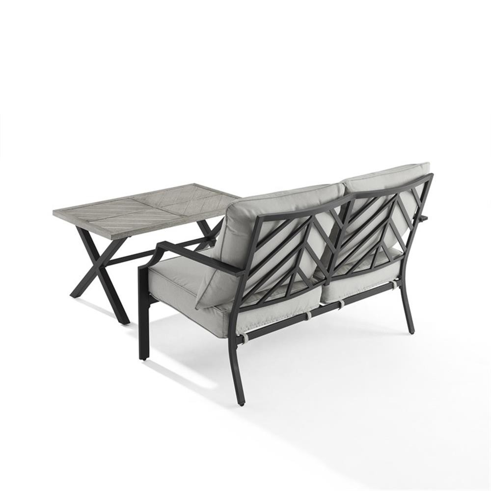 Pemberly Row 2-Piece Modern Metal Conversation Set in Gray/Matte Black