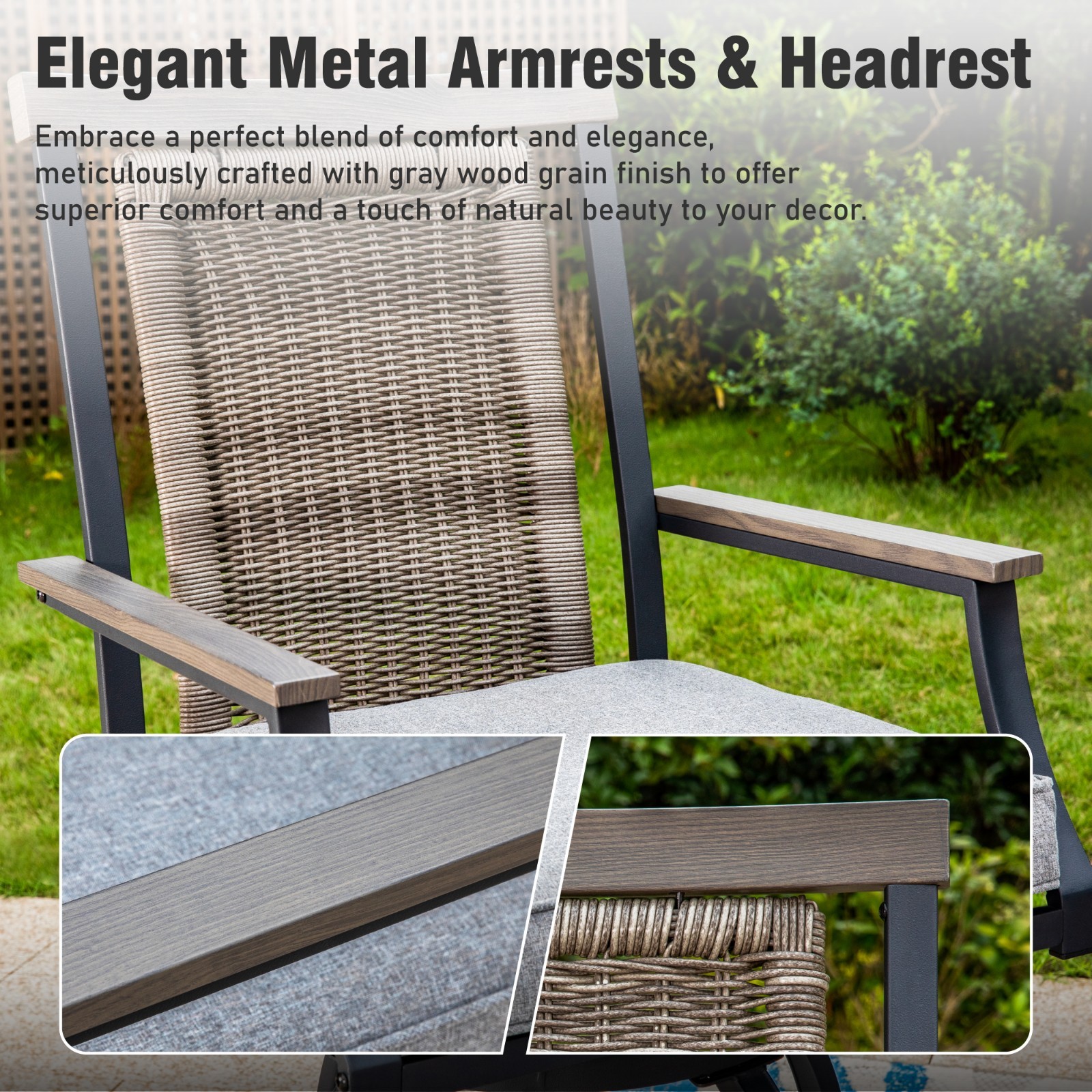 3PCS Outdoor Counter Height Table Chairs Set Swivel Bar Chairs Metal Bar Table