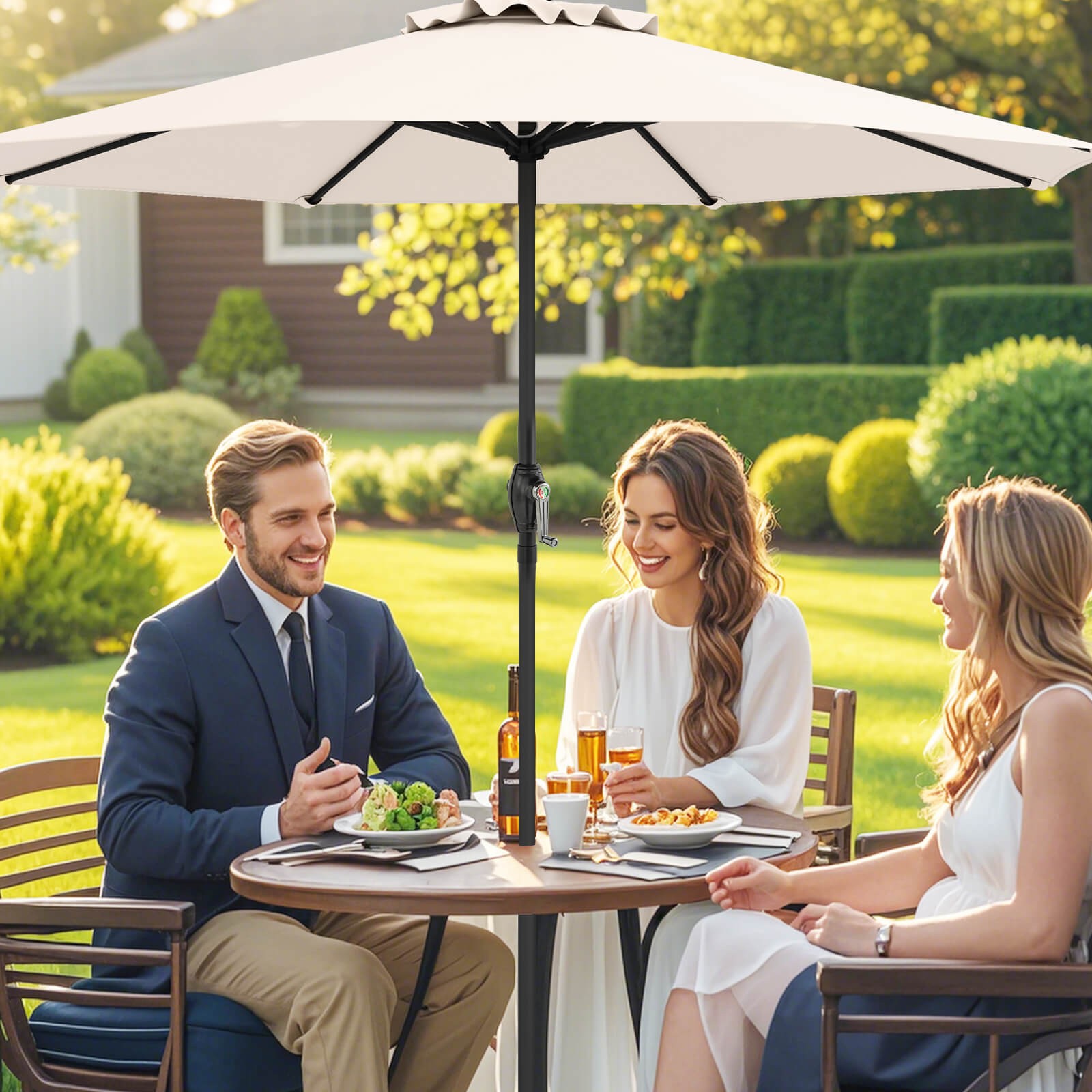 Outdoor Patio Umbrella Modern Table Umbrella w/8 Heavy Duty Ribs Sun-proof