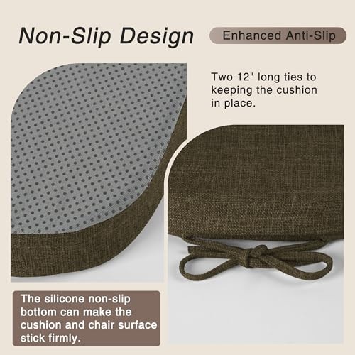 1x1Chair Cushions for Metal Dining Chairs Set of | Non Slip, Washable 4 Khaki