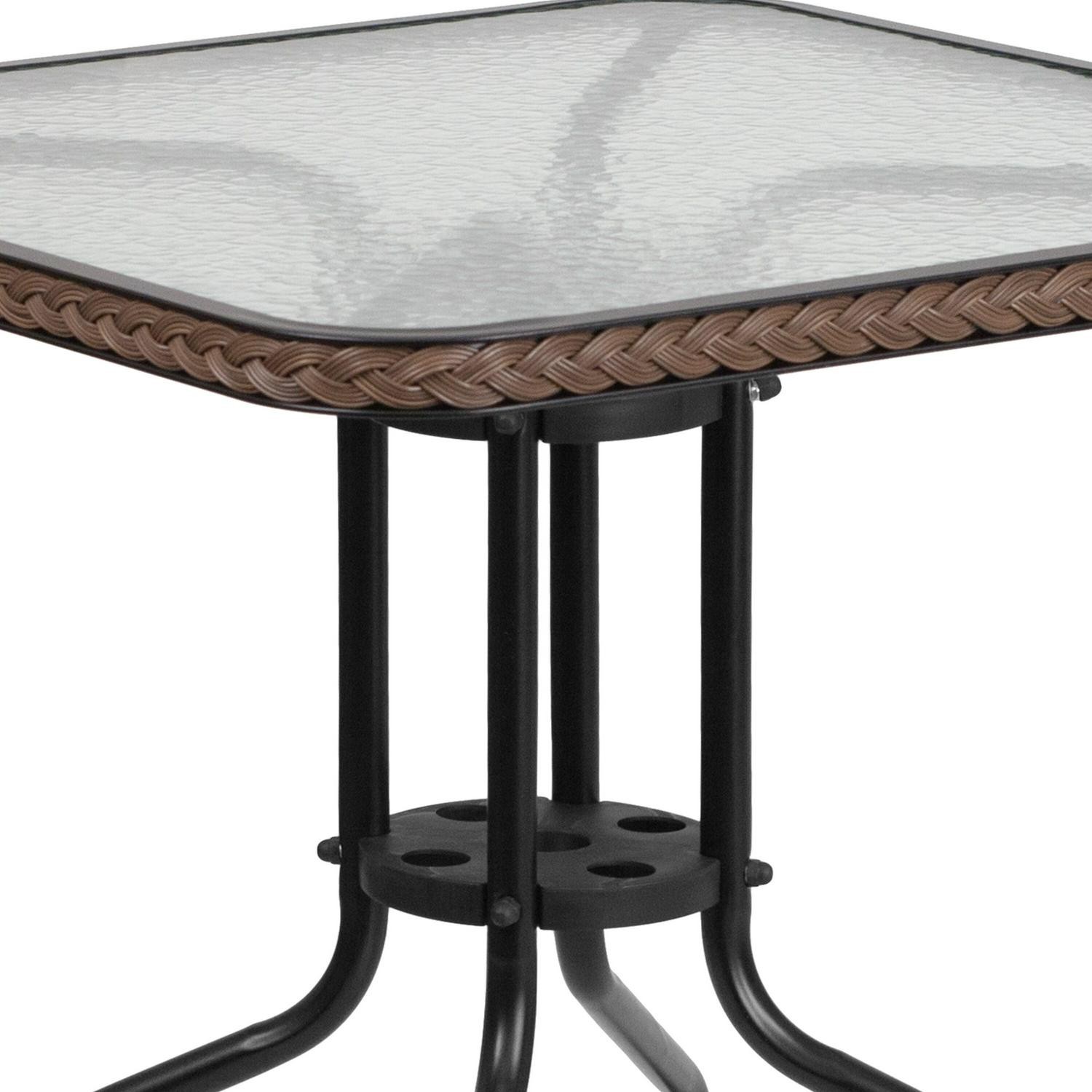 5-Piece Square Indoor/Outdoor Patio Table And Rattan Chairs Set – 28 W X 28 D X