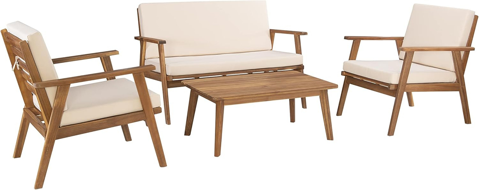 Stylish Acacia Wood 4-Piece Outdoor Chat Set with Removable Cushions
