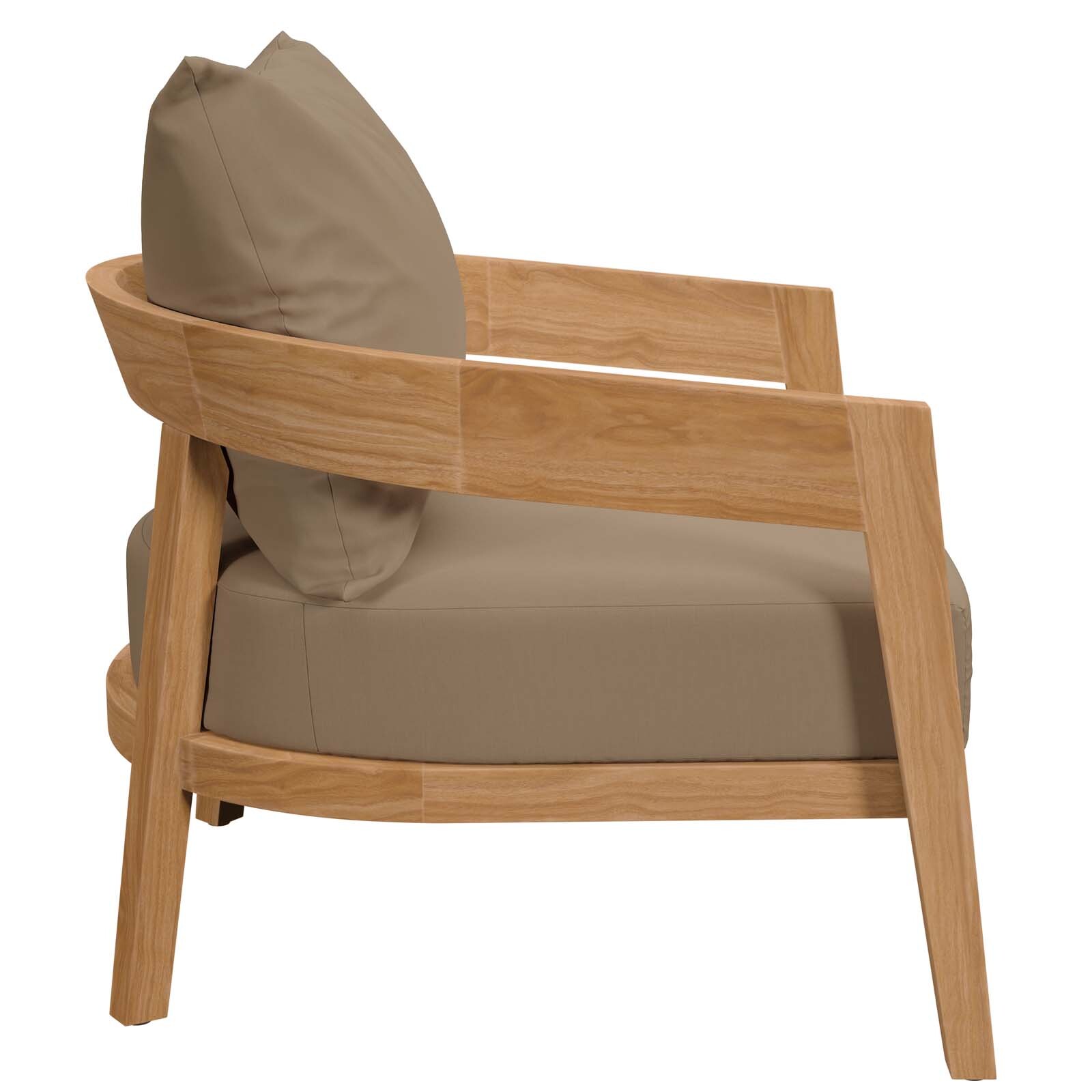 Modway Brisbane 3-Piece Teak Wood Outdoor Patio Set in Natural Light Brown
