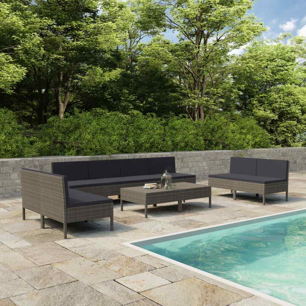 Patio Lounge Set Outdoor Sofa Garden with Cushions PP Rattan Anthracite vidaXL