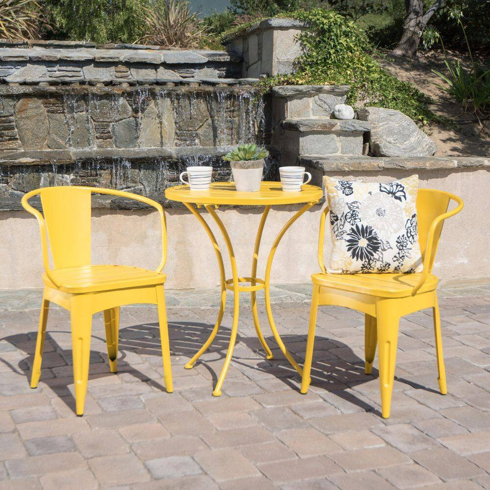 3-Piece Metal Bistro Set, Outdoor Patio Furniture Set (2 Chairs + 1 round Table)