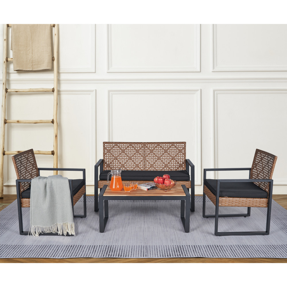 4-Piece Patio Furniture Set Sturdy Chairs and Natural Look Table