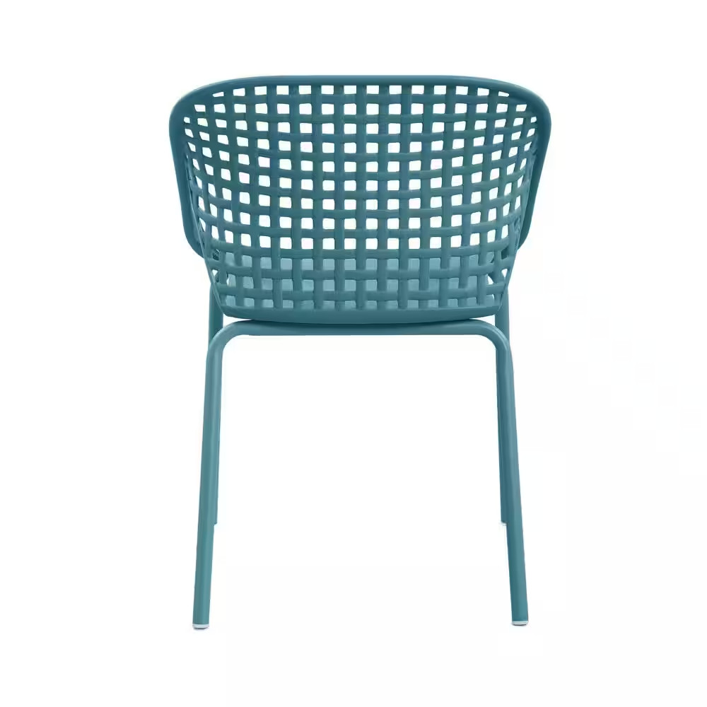 Zoe Sky Blue 3-Piece Plastic round Table Patio Outdoor Bistro Set Chair with Met
