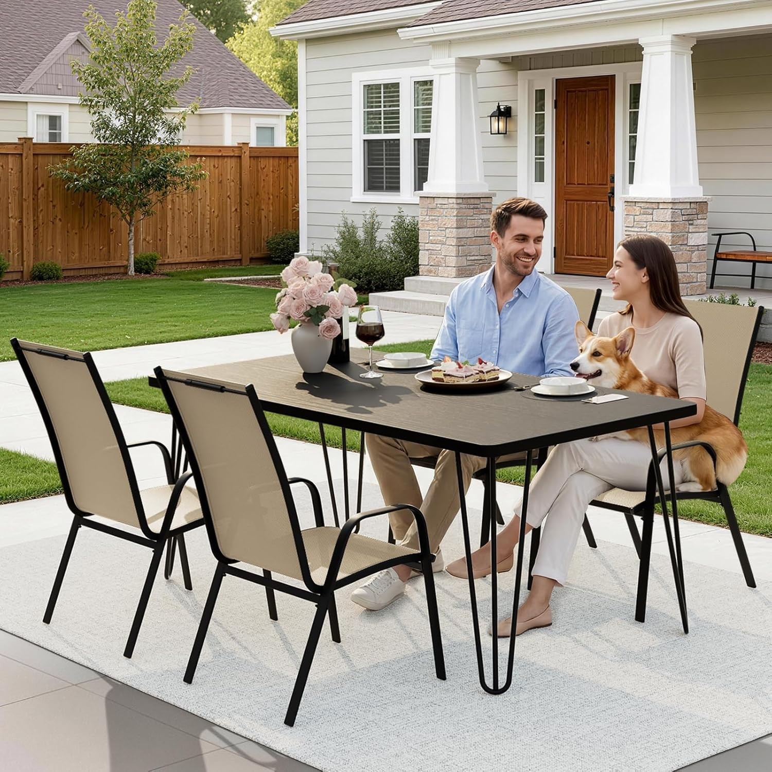 All-Weather Outdoor Dining Chairs Set of 4 – Stackable & Easy Assembly