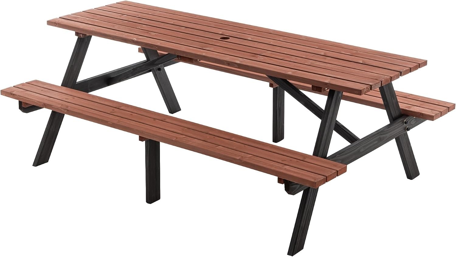 Picnic Table Bench Set 16 Persons 8FT Large Camping Table Wood Outdoor Dining