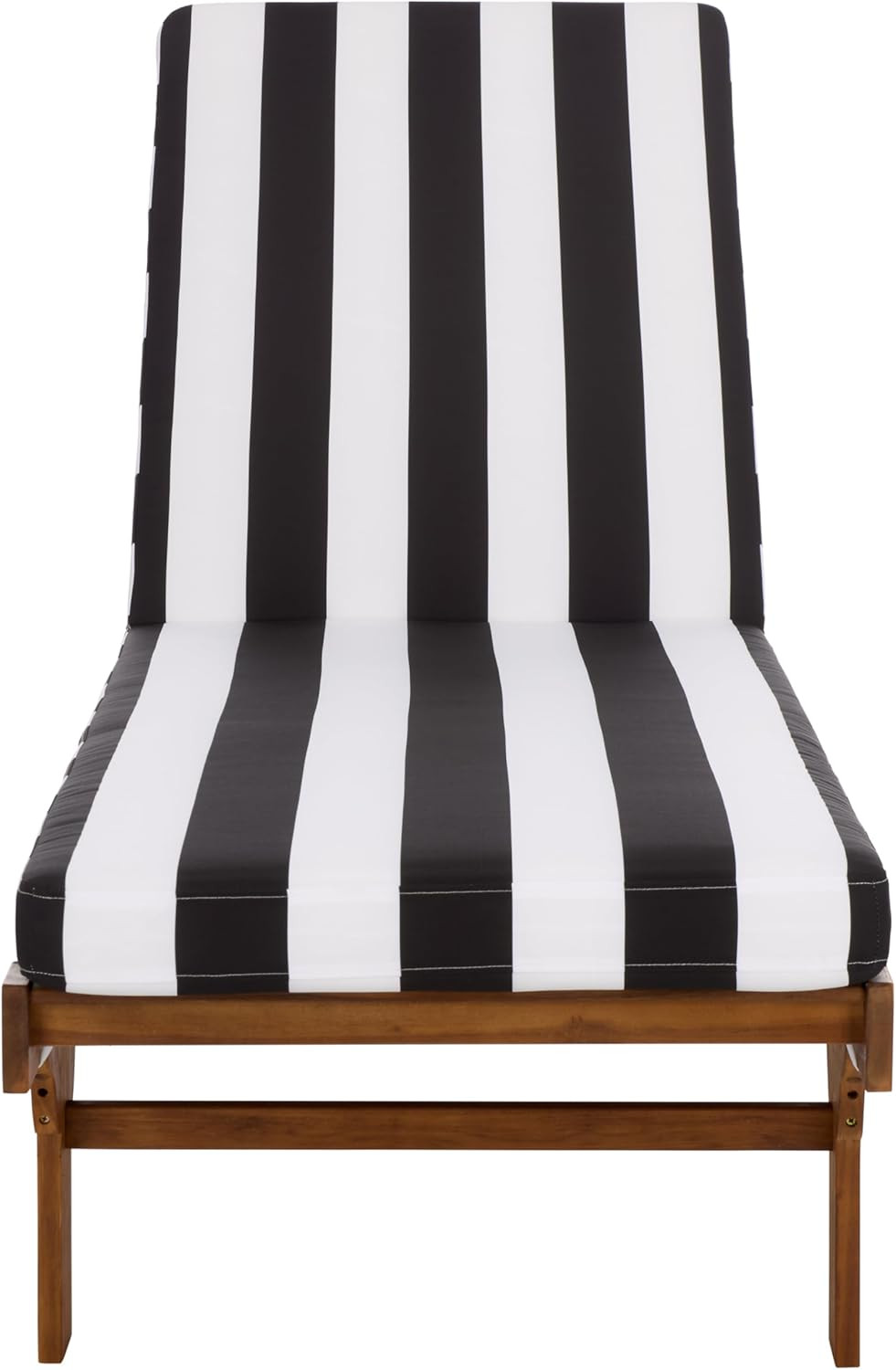 Newport Solid Wood Chaise Lounge Chair with Black Stripe Cushion, Adjustable Bac