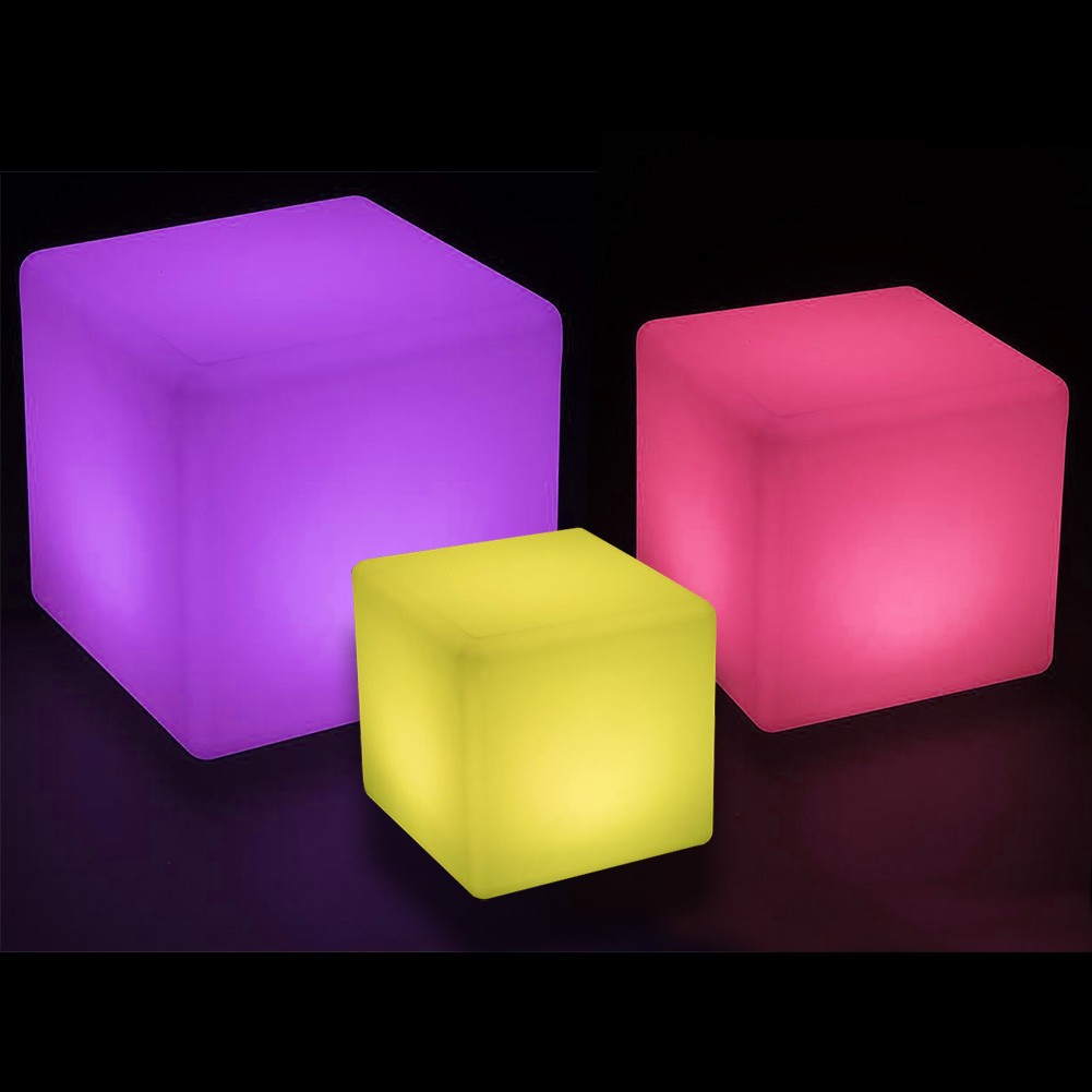 New LED Light Cube Stool Table Rechargeable 16 Color Remote Outdoor Waterproof