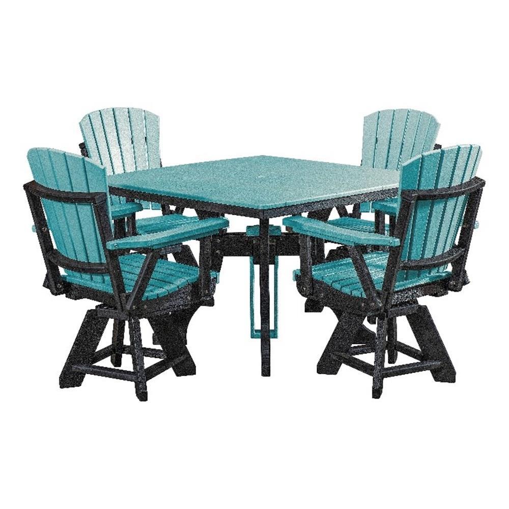 Five Piece Square Dining Height Dining Set in Aruba Blue/Black